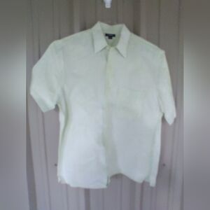 Mens J. Crew Vintage Light Green Short Sleeve Button Down Linen Shirt Medium